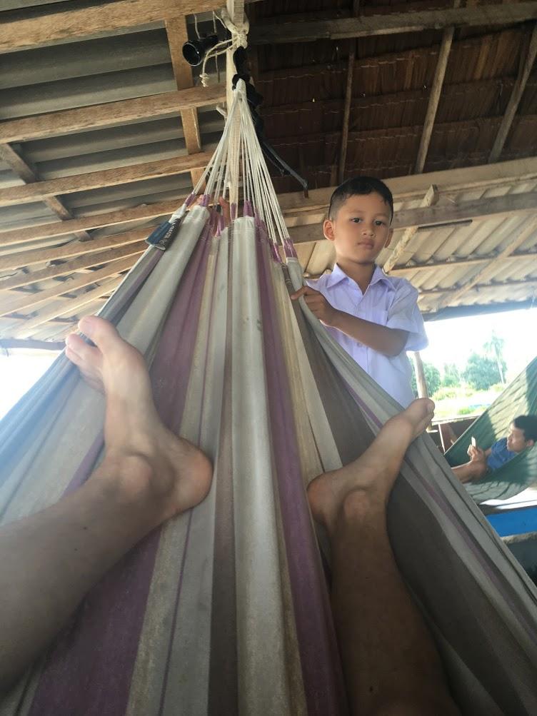 In a hammock at Milky Bay Resort