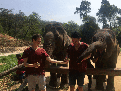 Having fun at an Elephant Sanctuary near Chiang Mai - Hubiwise Travels
