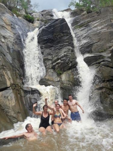 Fun under a waterfall near Chiang Mai - Hubiwise Travels