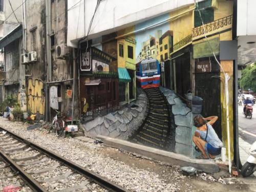 The Mural opposite Cafe A99 on Train Street in Hanoi - Hubiwise Travels